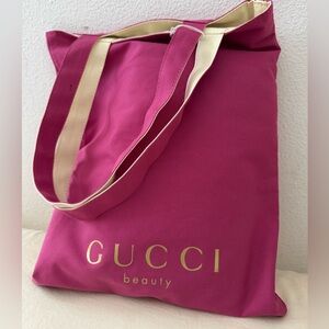 GUCCI Reversible Fuchsia and Cream Canvas Tote Bag